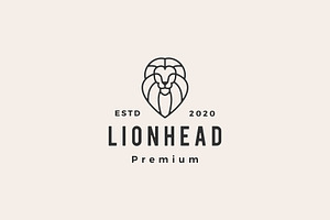 Lion Head Line Outline Hipster