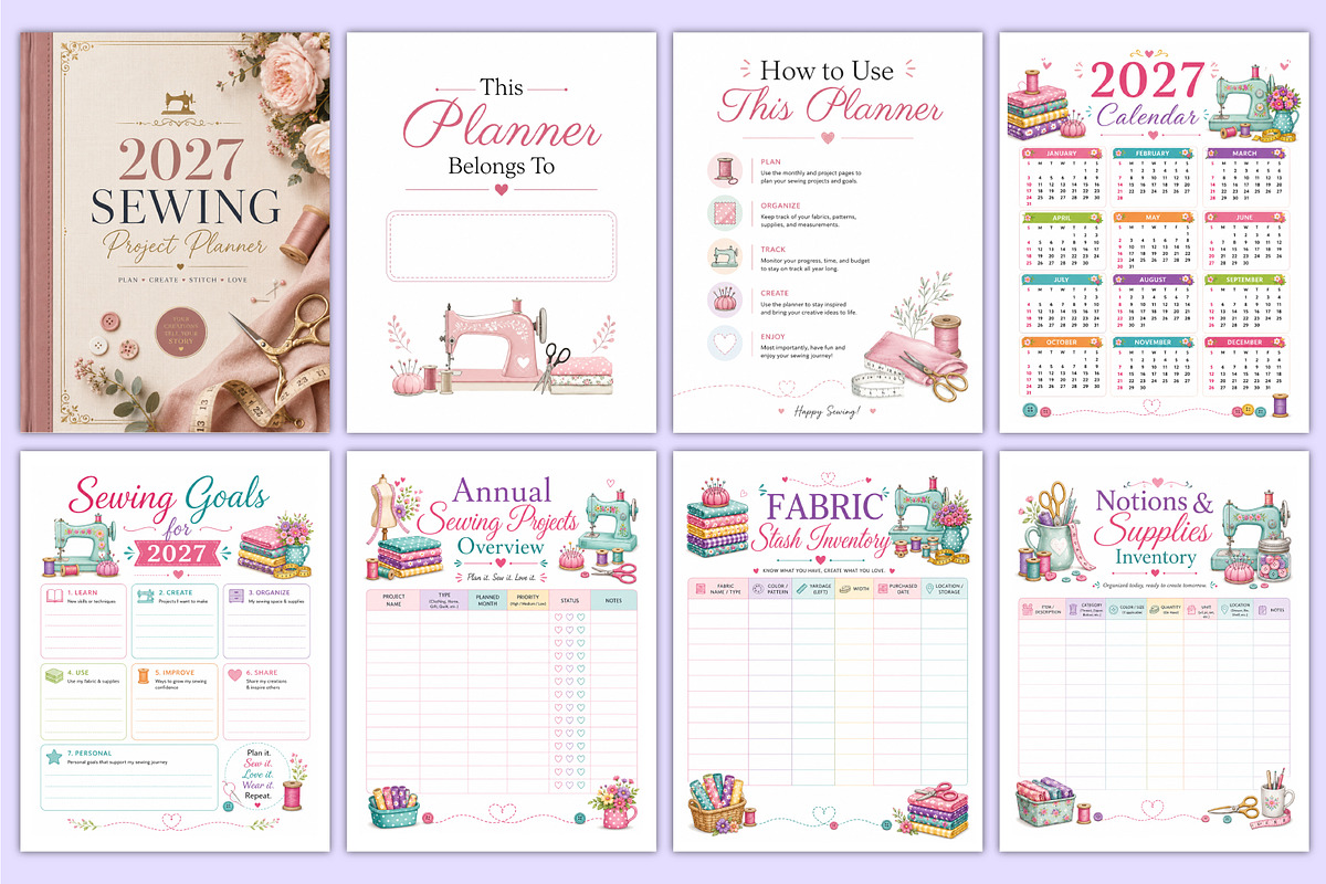 2027 Sewing Project Planner | Crafts, a Stationery Template by Mustafiz (Photo 2 of 4)