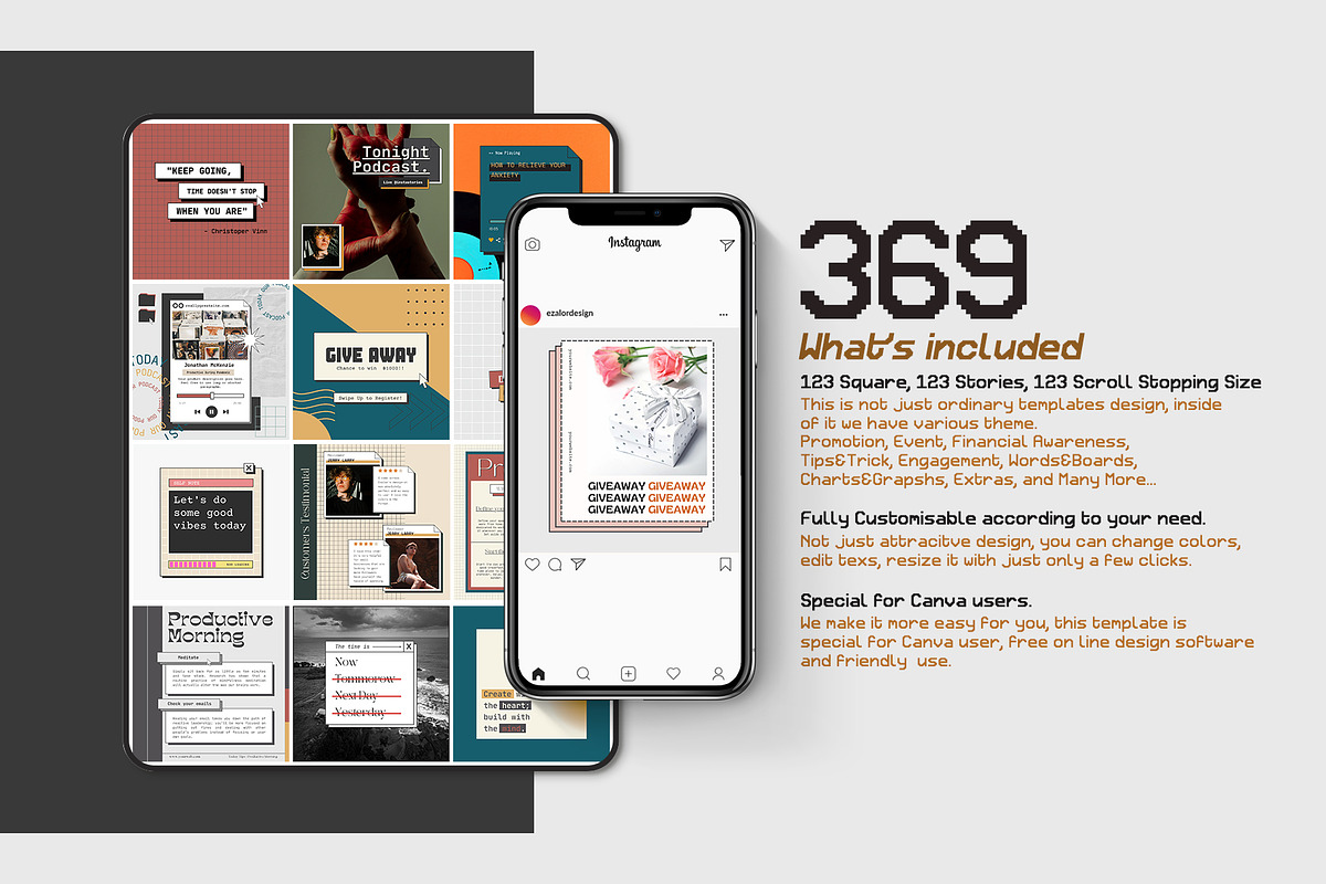 Instagram Engagement Retro CANVA, a Social Media Template by Analogi Studio (Photo 2 of 24)