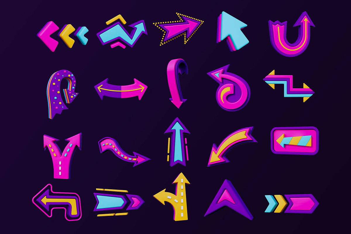 Y2K Arrow 3D Icon Pack, an Object 3D Model by deviapuspitasari2 (Photo 2 of 2)