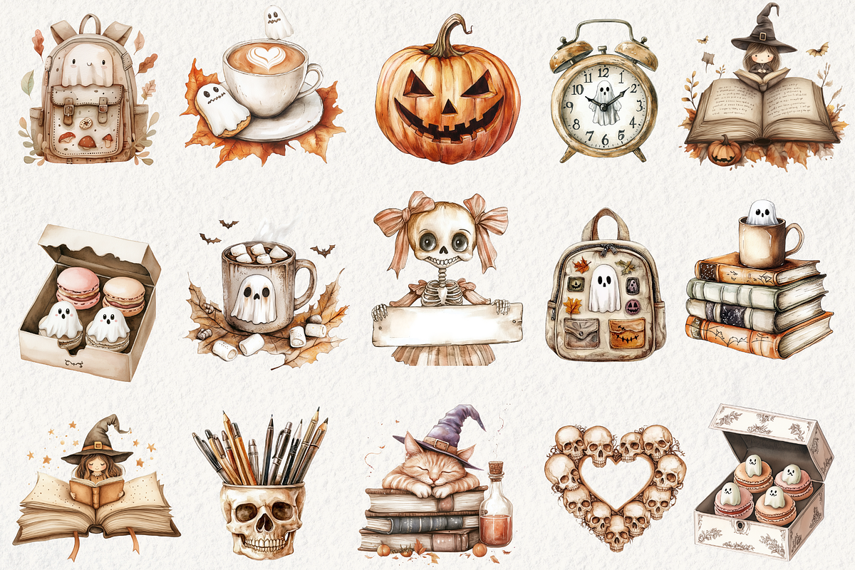 Cozy Halloween Planner Clipart, an Illustration by NadiaTheronArt (Photo 3 of 5)