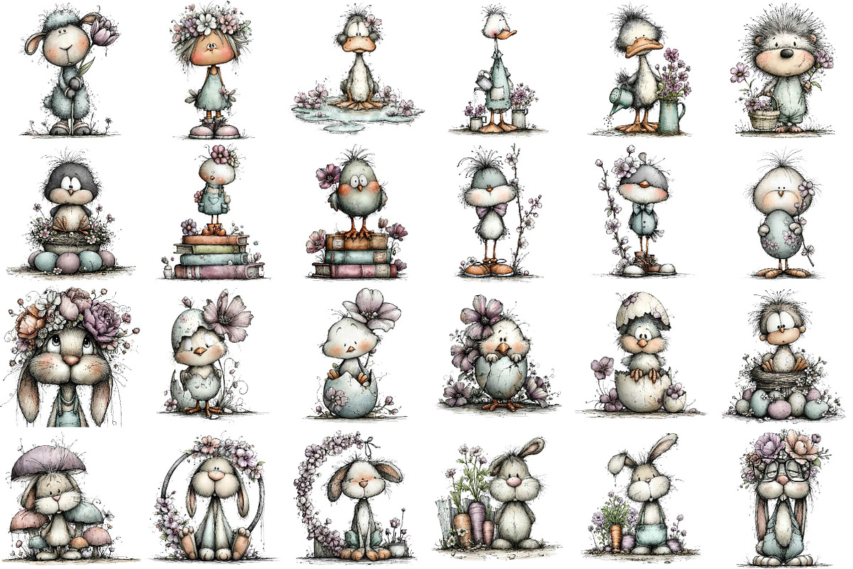 Whimsical Spring Animals Clipart Bun, an Illustration by DreamPrint404 (Photo 5 of 5)