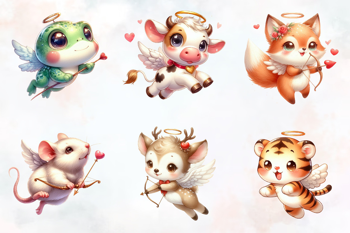 Cute Animals Cupid Valentines Day, a Seasonal Illustration by RobertsArt (Photo 4 of 7)