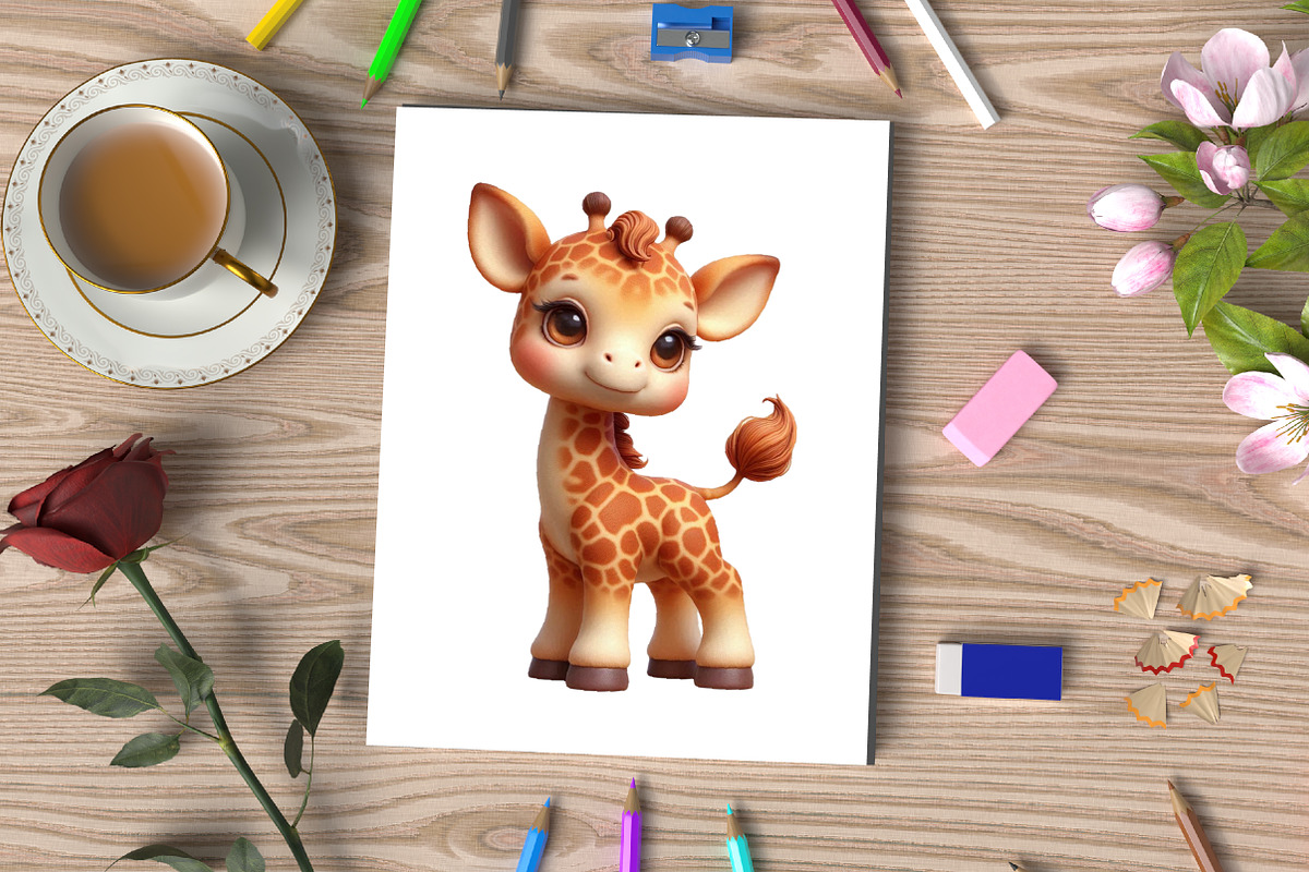 Watercolor Cute Baby Giraffe Clipart, an Illustration by CraftArtStudio (Photo 3 of 5)
