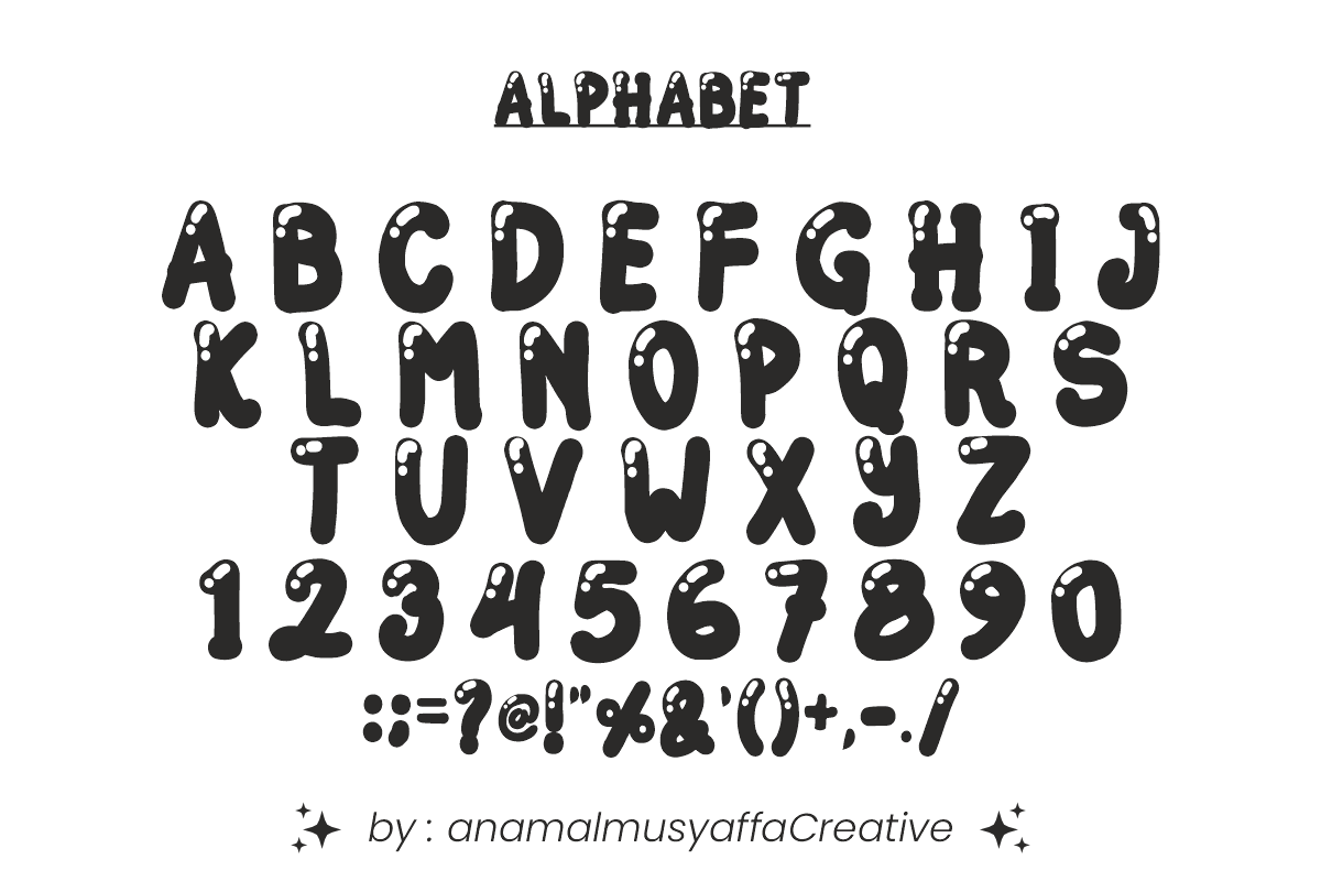 Comic Bubble - Shiny Bubble Font, a Handwritten Font by KiddoGlyphs Studio (Photo 4 of 4)