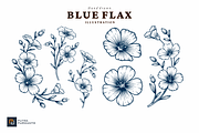 Blue Flax Flower Hand Drawn Illustra, an Object Graphic by putra_purwanto (Thumbnail 1 of 2)