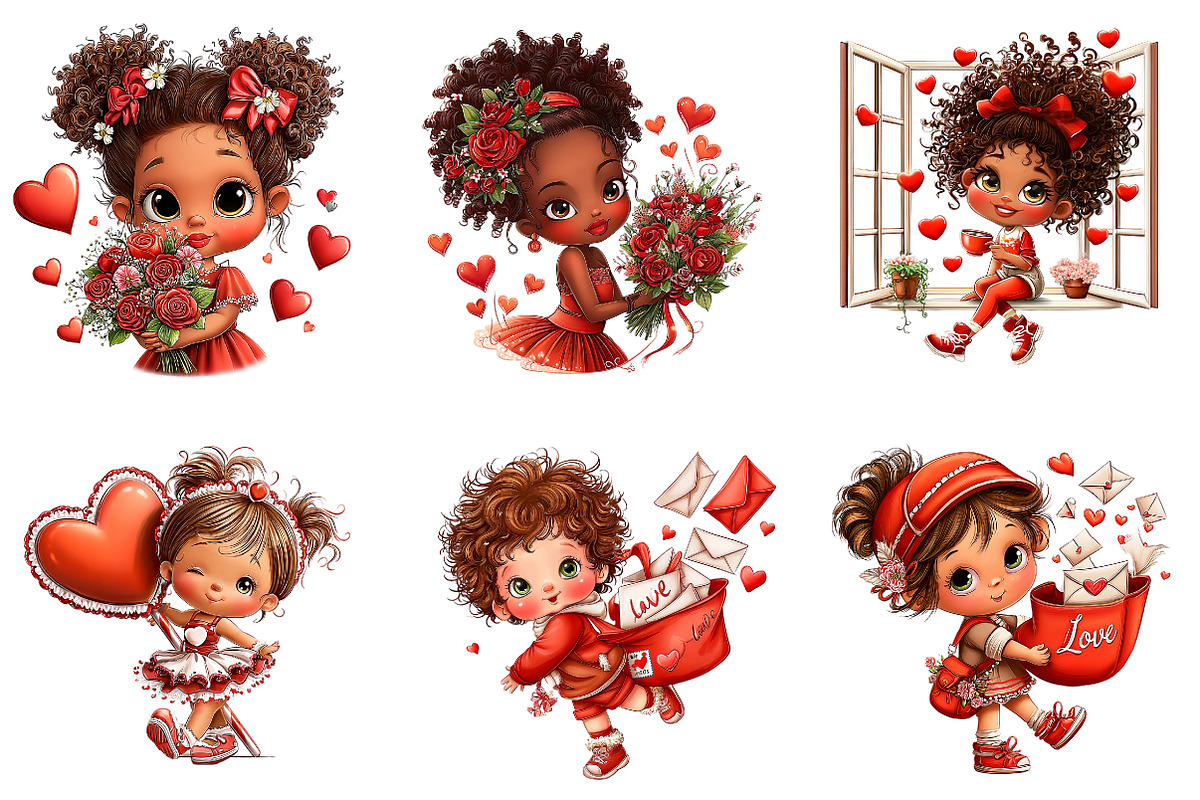 whimsical valentine clipart bundle, an Illustration by CreationArt (Photo 5 of 7)