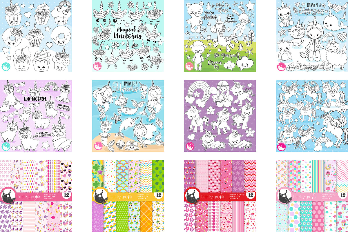 Mega Unicorn Graphics bundle, an Illustration by PrettyBundles (Photo 4 of 5)