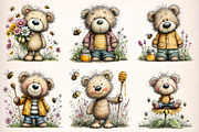 Watercolor Bear And Bees Clipart, a Transportation Illustration by Digital Artistic99 (Thumbnail 3 of 10)
