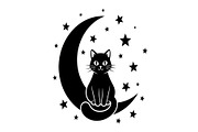 50 Cat Moon Silhouette Vector Bundle, an Illustration by jahid234 (Thumbnail 22 of 51)