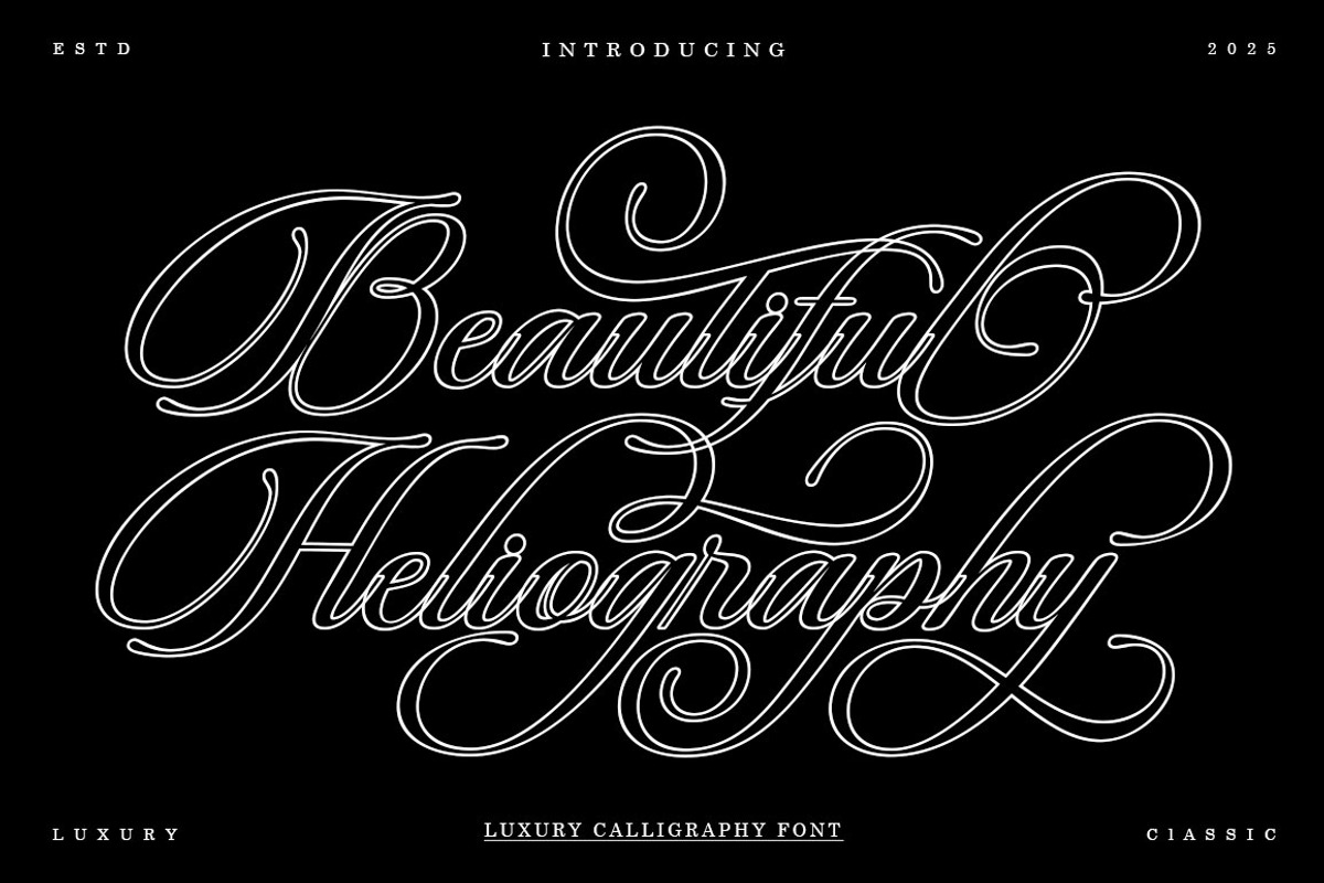 Beautiful Heliography Outline, a Script Font by Has_rizal (Photo 1 of 12)
