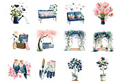 Valentine Garden Watercolor Clipart, an Illustration by DreamArtGraphic (Thumbnail 3 of 4)