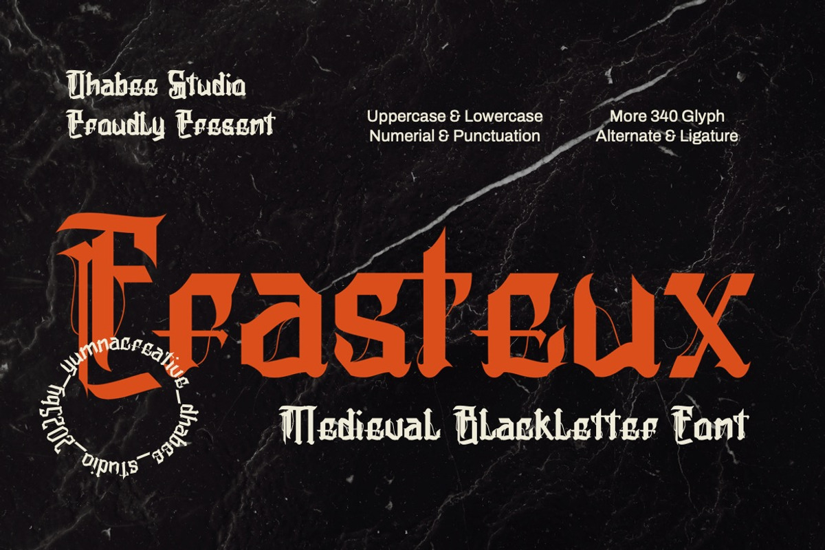 Frasteux - Medieval Blackletter Font, a Blackletter Font by Dhabee (Photo 1 of 15)