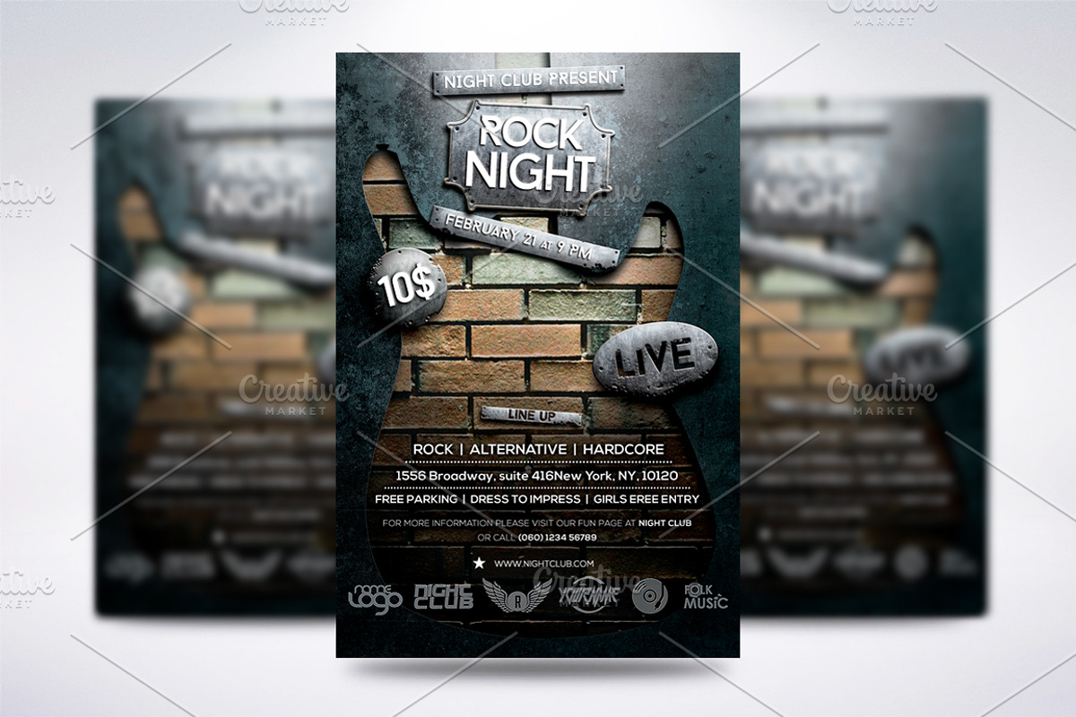 Rock Night Flyer, a Flyer Template by CREATIVE DUDE (Photo 1 of 4)