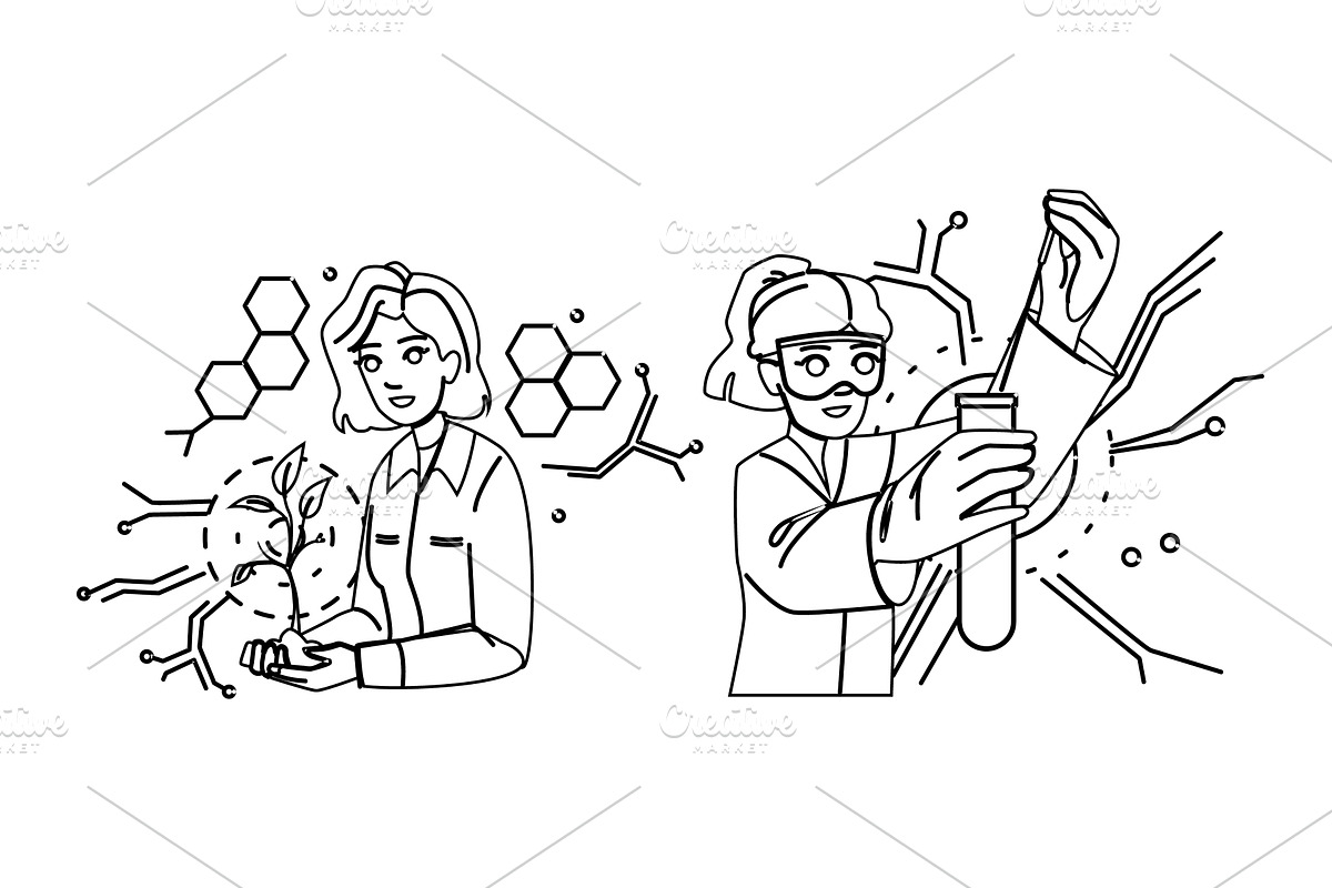 science biotechnology breakthrough, a Person Illustration by pikepicture