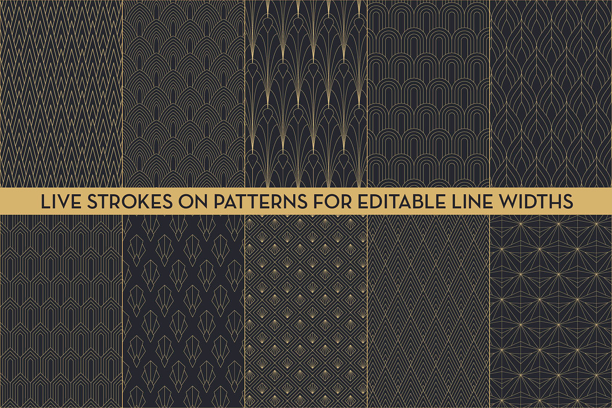 Delicate Art Deco Vector Patterns, a Pattern Graphic by Designdell