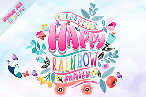 Happy Rainbow Family Font, a Handwritten Font by Nobu Collections