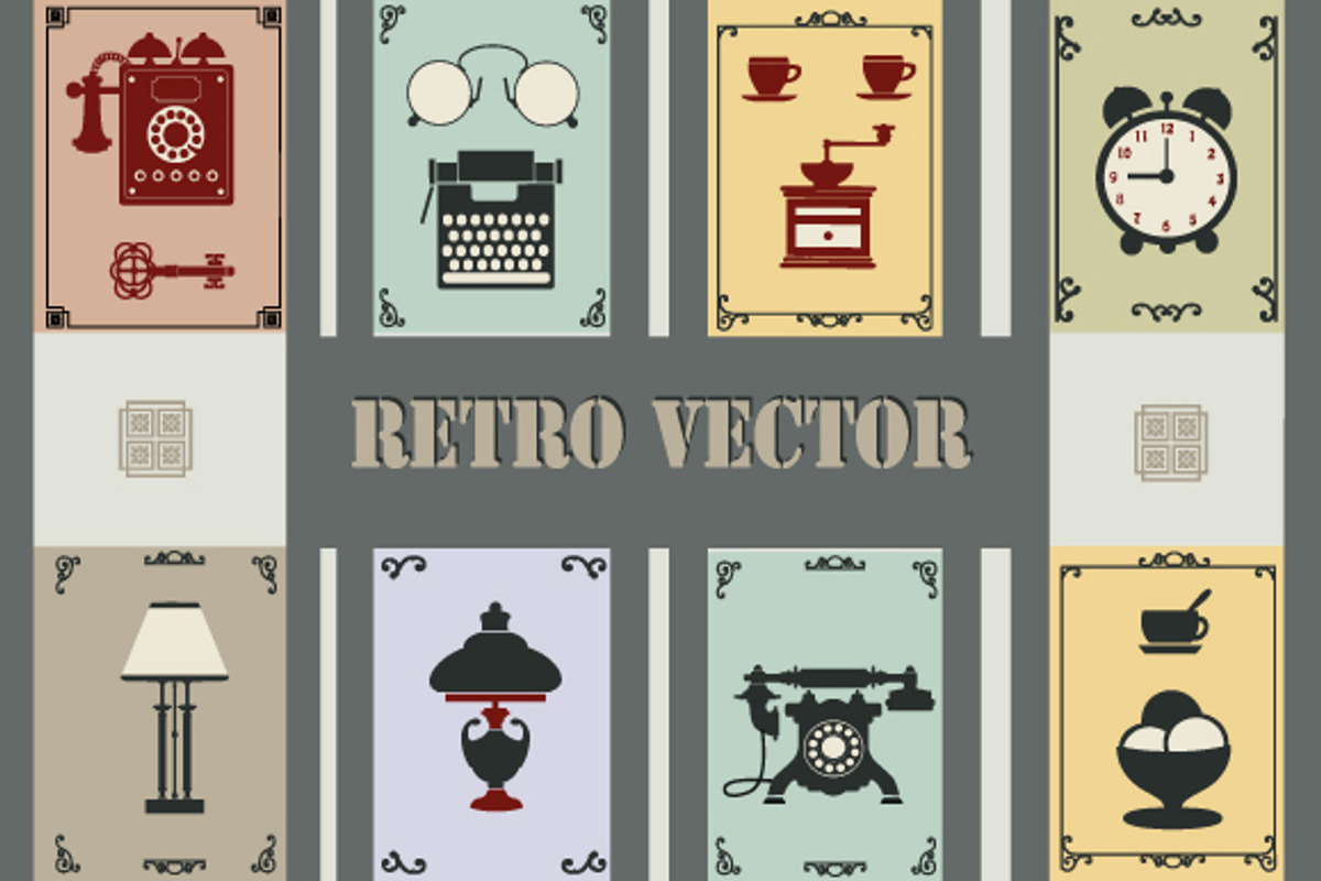 Set of vector retro phones preview 2