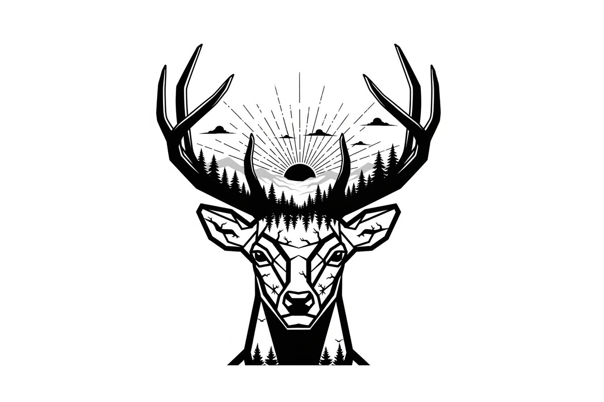Artistic Geometric Deer Head Bundle, an Illustration by yasushie (Photo 5 of 31)