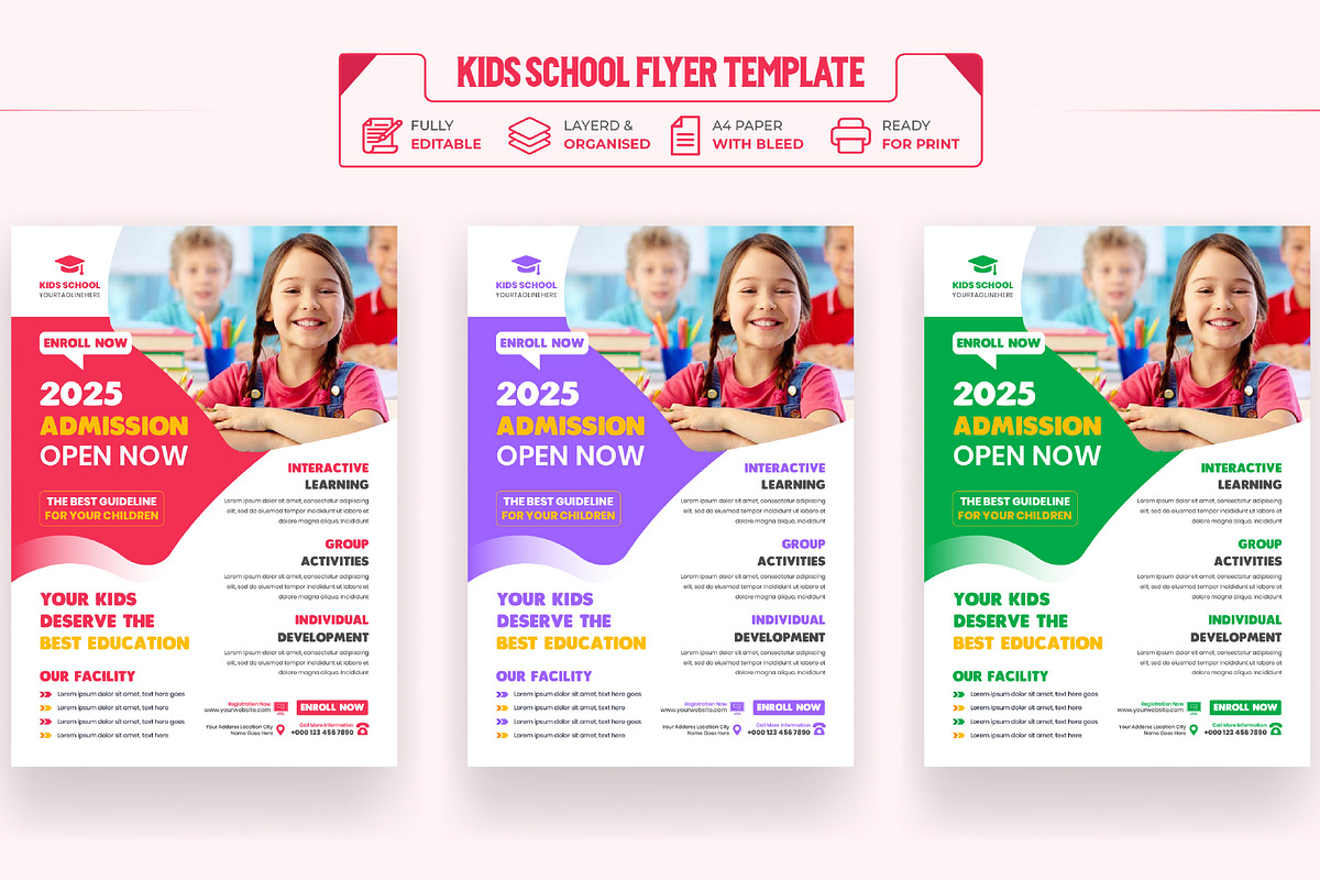 Kids school Admission Flyer Template, a Marketing Template by Mk_Studio (Photo 6 of 11)