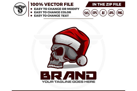 skull with santa hat