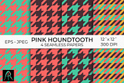 Pink Houndstooth Patterns, a Pattern Graphic by Rose Design (Thumbnail 1 of 5)