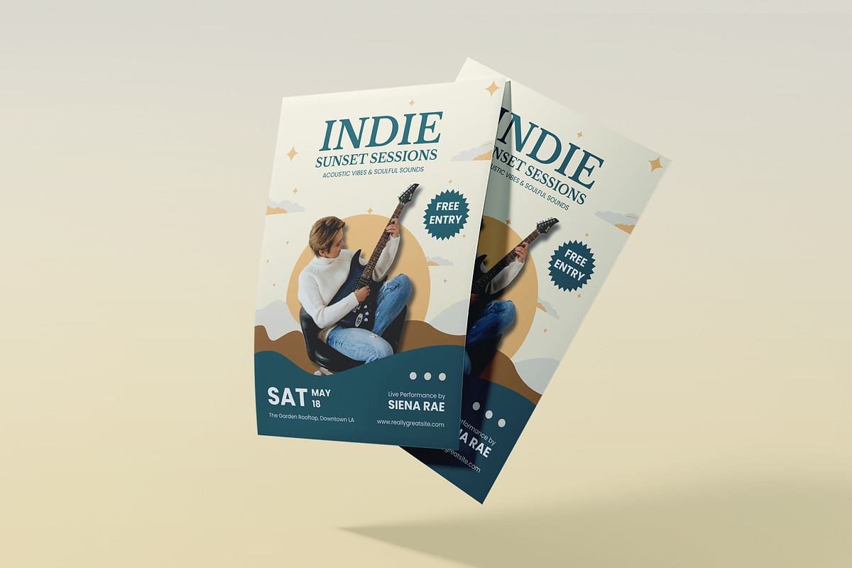 Indie Sunset Sessions Music Flyer, a Flyer Template by Artnivora.Std
