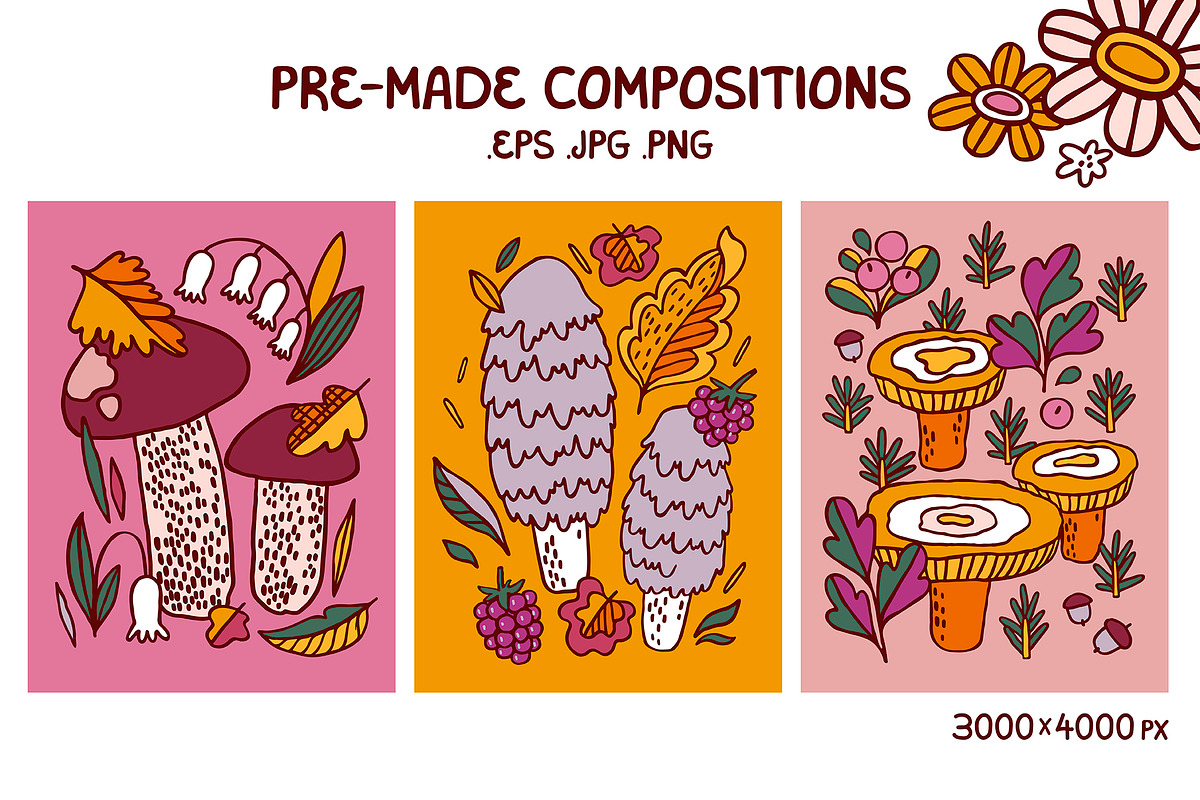MUSHROOMS | graphics set, a Food Illustration by Nastya Tkachova (Photo 6 of 10)