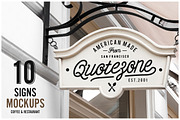 10 Signs Mockup Restaurant & Coffee, a Mockup by forgraphic™ (Thumbnail 1 of 5)