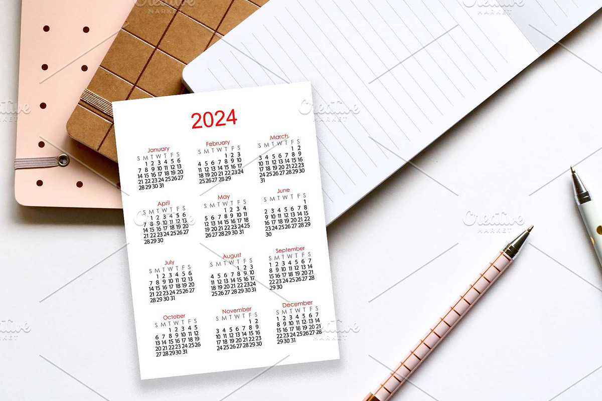 Calendar 2024 template, a Stationery Template by Contes_de_fée (Photo 7 of 7)