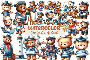 Bear Sailor Clipart, Nautical Clipar, an Illustration by Designworld