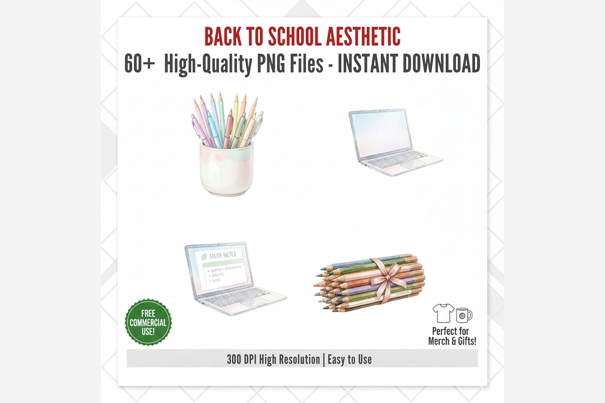 Back to School Aesthetic Clipart, a Seasonal Illustration by Tanya Kart (Photo 14 of 15)