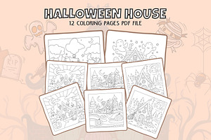 Halloween House Coloring Pages, an Illustration by DesignDevisers