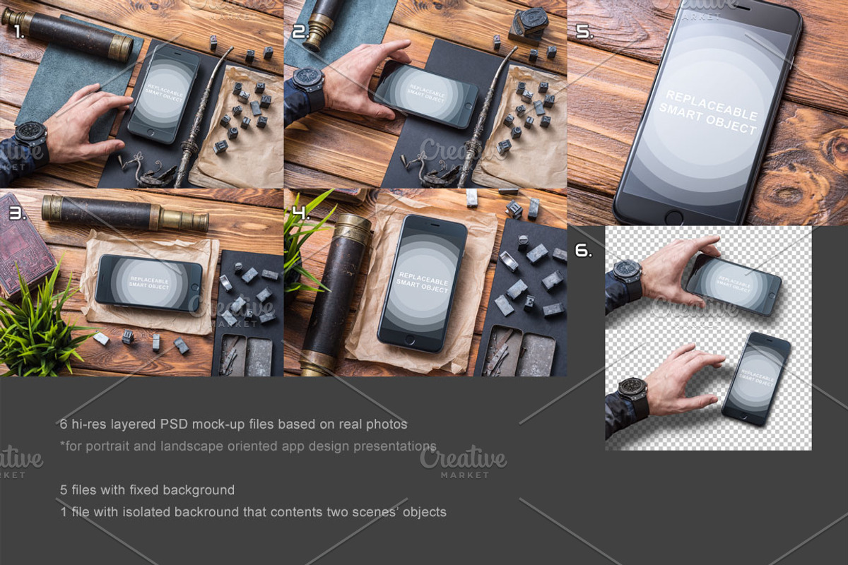 iPhone 6s Plus Mockup Set - 6 photos, an iPhone Mockup by mockupgeek (Photo 2 of 3)
