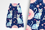 Parisian Cats Background, an Animal Illustration by Sharon Schwalbe (Thumbnail 2 of 5)