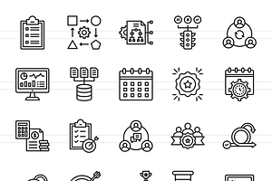 50 Project Management Line Icons