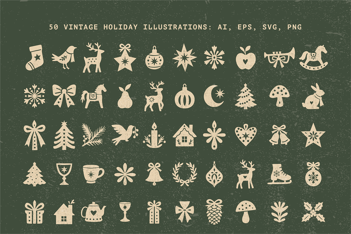 Retro Christmas Clipart: 50 Graphics, an Object Illustration by BAGIRA | Studio (Photo 4 of 5)