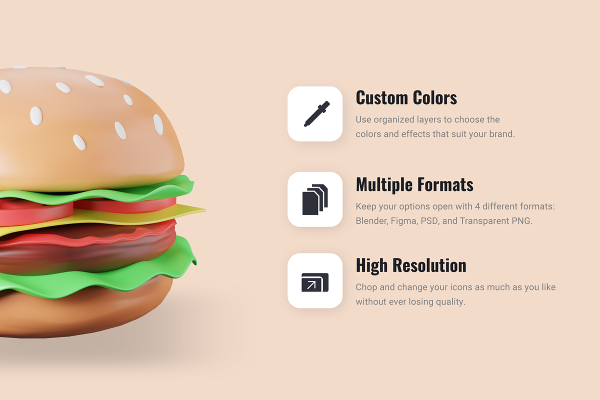 3D Food Icons, a 3D by Flat Icons (Photo 3 of 8)