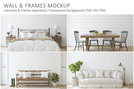 MODERN FARMHOUSE Wall&Frame Mockups, a Poster Template by MyHomeMockups