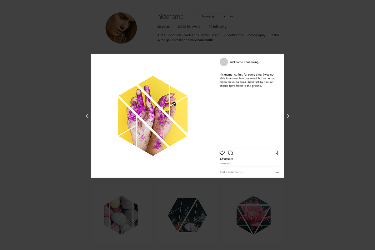 25 Hexagonal Photo Masks. Instagram, a Social Media Template by le-genda