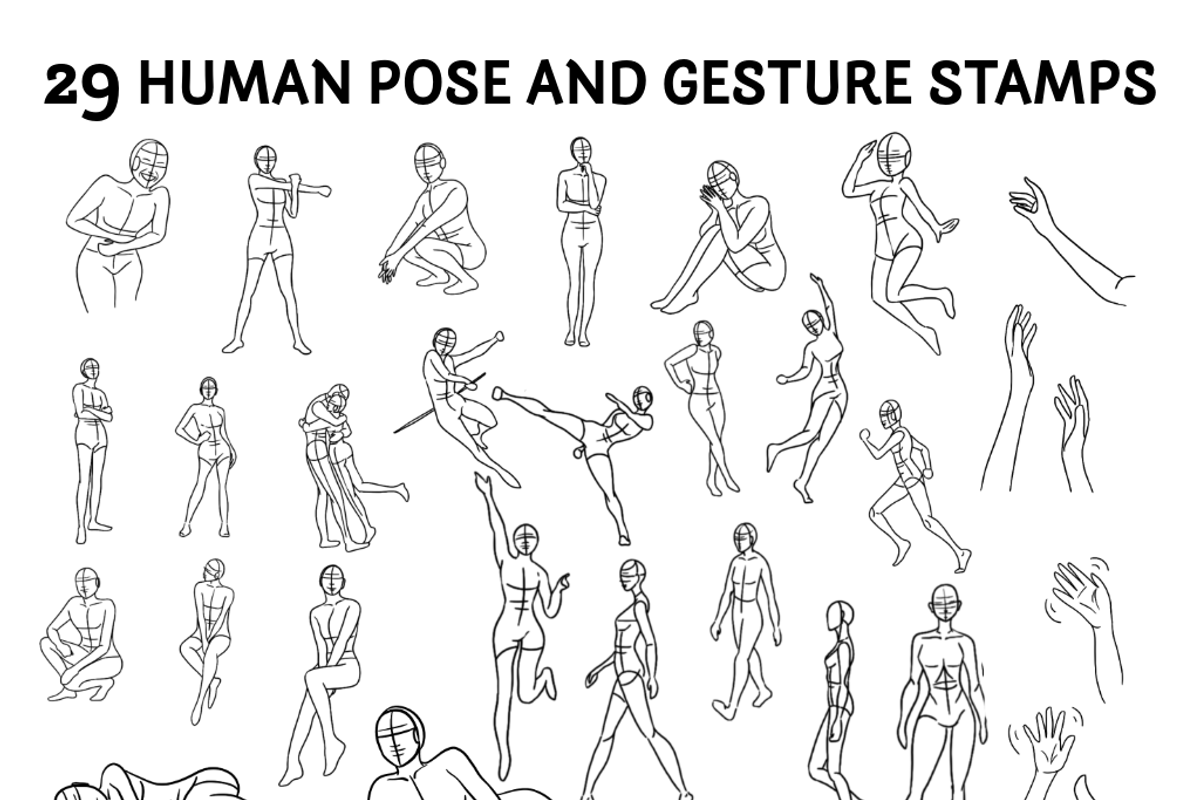 Dynamic Figure Pose Brush Stamps, a Brush Add-On by An Inkling Of Curry (Photo 2 of 4)
