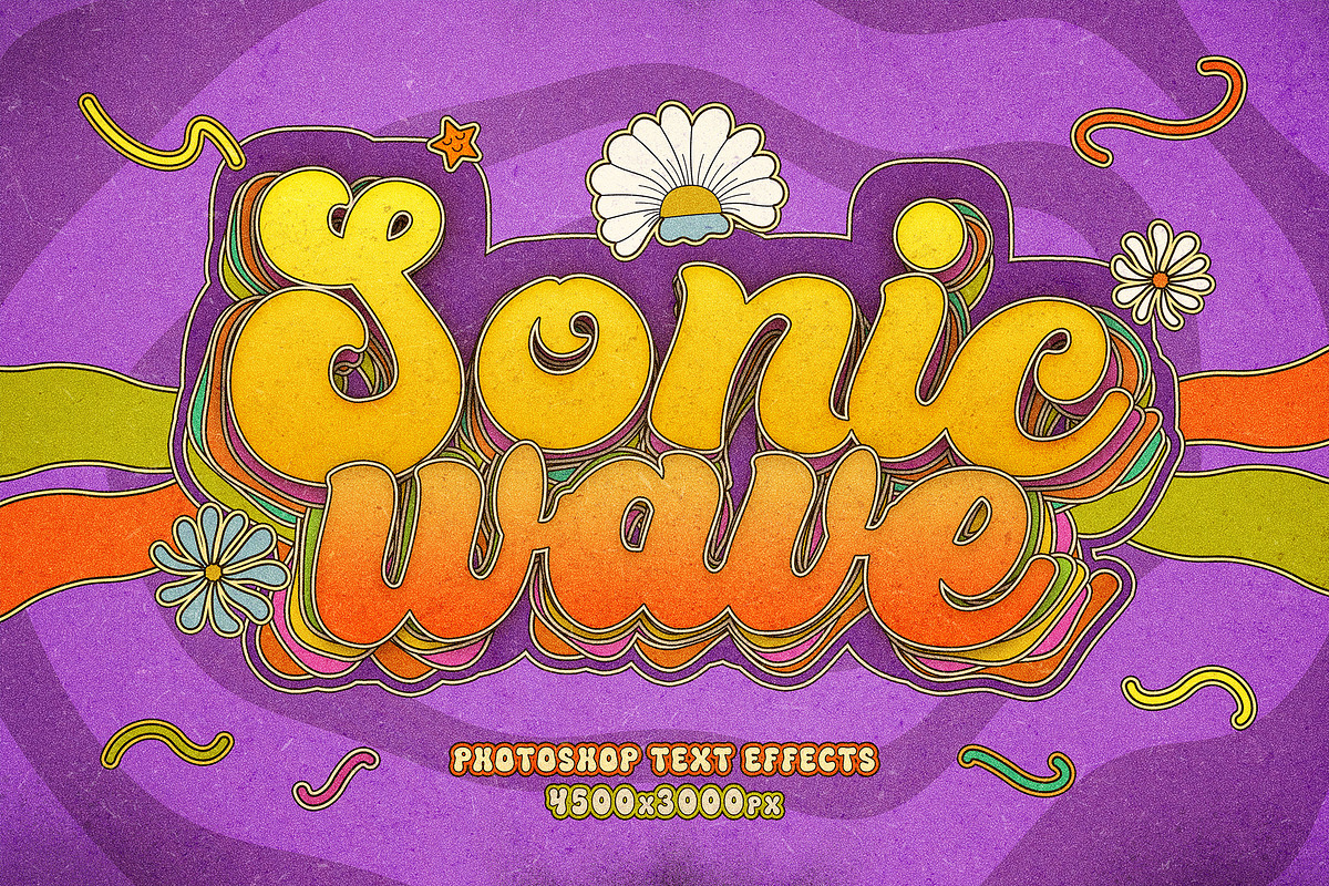 Retro Groovy Text Effects, a Layer Style Add-On by Andrew Skoch Design (Photo 4 of 9)
