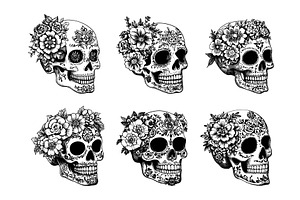 Engraving mexican skulls with, an Illustration by Stock-Smart-Start