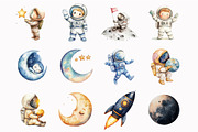 Watercolor Astronaut Clipart Set, an Illustration by Design Market (Thumbnail 4 of 5)
