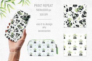 Panda Clipart & Seamless Patterns