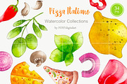 Watercolor Pizza Clipart Pizza Party, a Food Illustration by FOXYdigitalart (Thumbnail 3 of 3)
