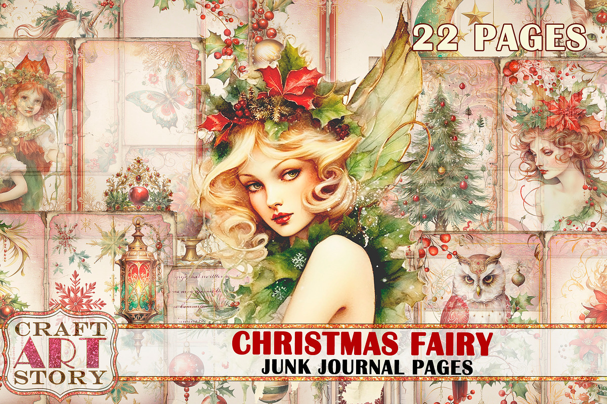 Christmas fairy Junk Journal Pages, a Person Illustration by CraftArtStory (Photo 1 of 6)
