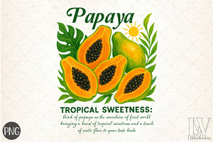Papaya Tropical Sweetness PNG Design, an Illustration by Libby Wishes