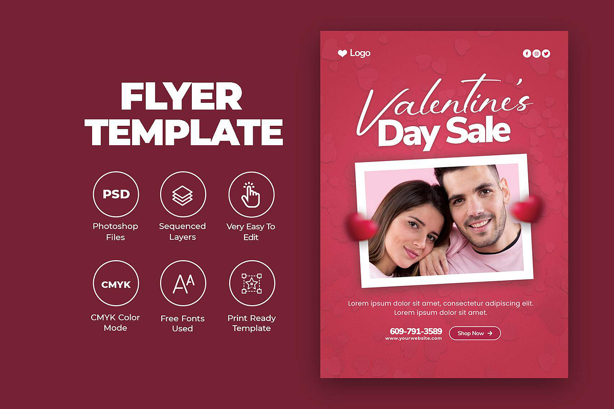 Valentine's Day Flyers Bundle, a Flyer Template by Saman Osama (Photo 2 of 7)
