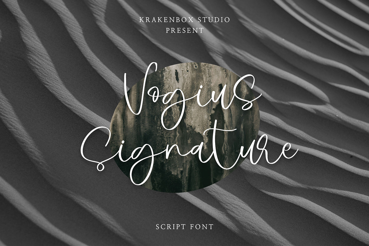 Vogius Signature - Script, a Script Font by Krakenbox Studio (Photo 1 of 12)